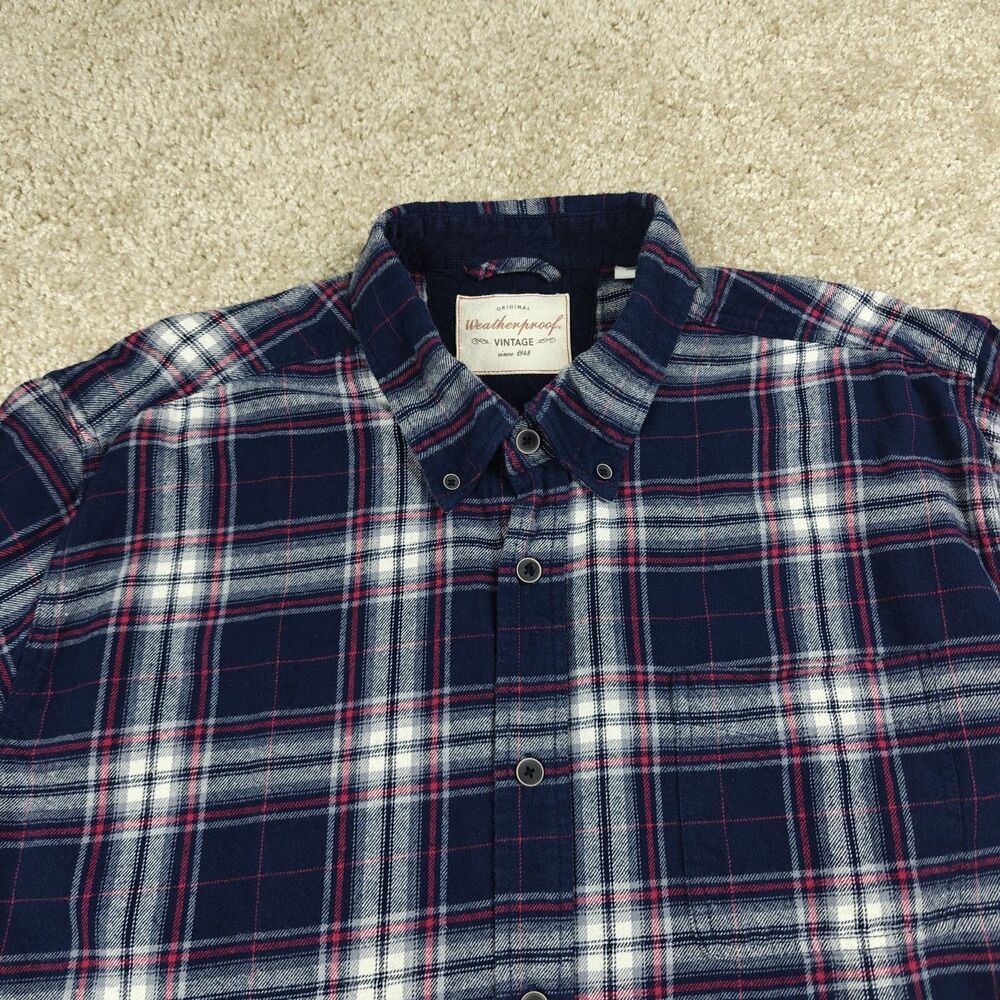 Weatherproof Plaid Flannel Shirt Men's XXL Blue Cozy Soft Utility Classic Cotton - Picture 2 of 9